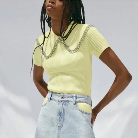 Yellow Peter Pan Collar Top from Zara - Picture 3 of 3